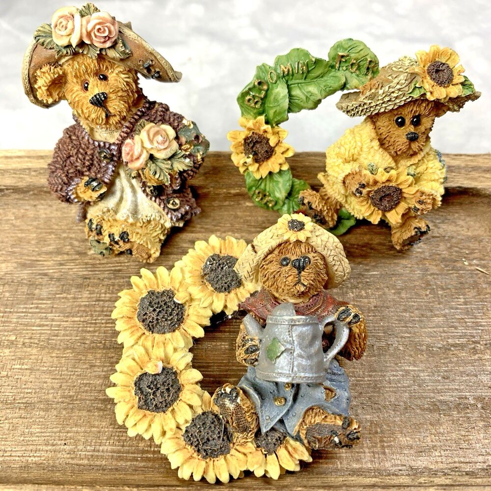 Lot Of 3 Vintage Boyds Bears Brooches Pins Bloomin’ for 1999 Floral Cottagecore